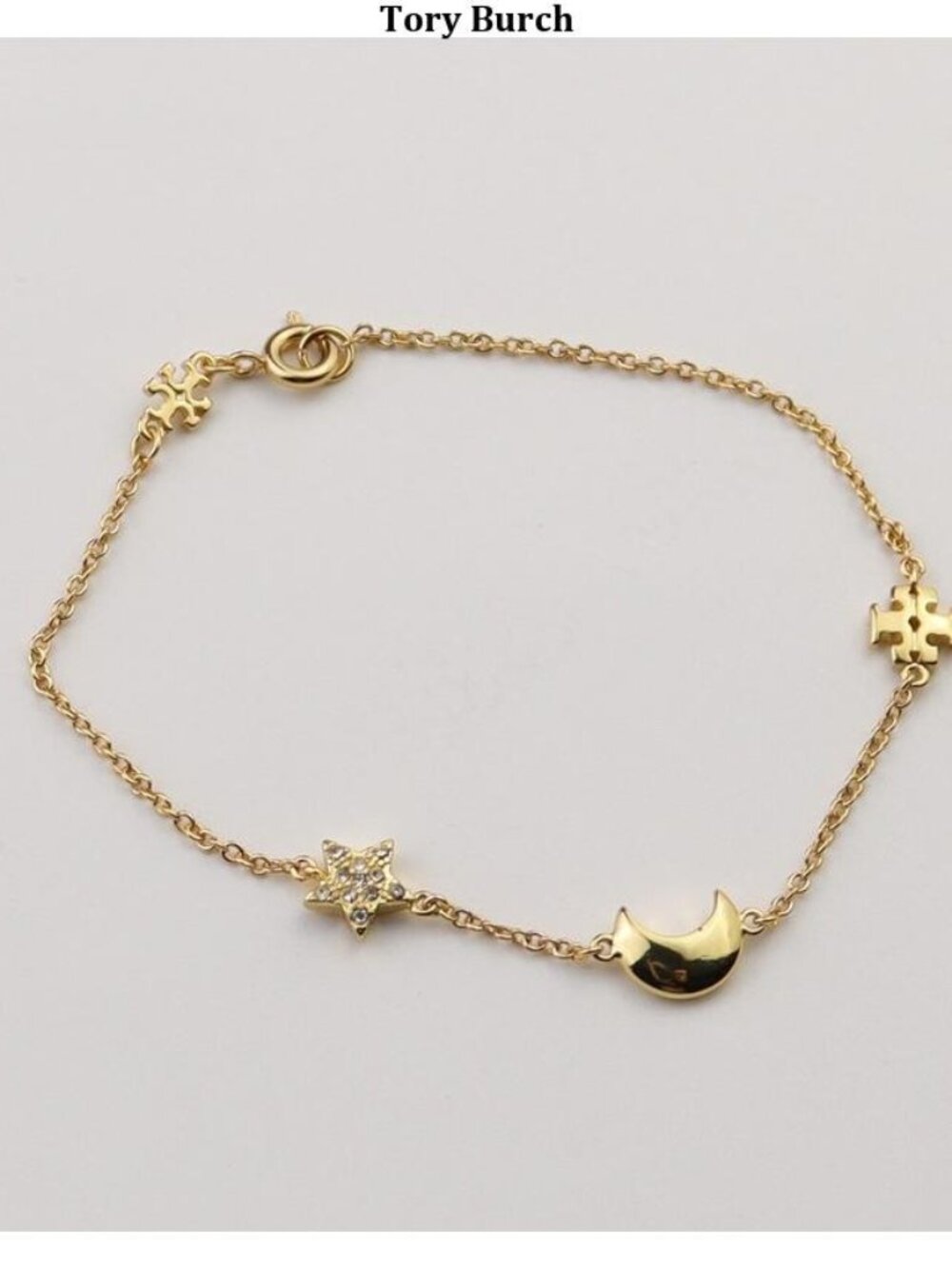 Tory Burch Gold Moon, Star & Logo Charm Bracelet